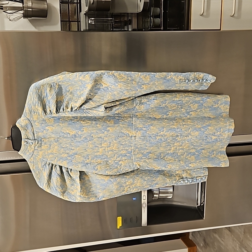 💕ROTATE💕 Button-Detailed Ruched Crinkled-Jacquard Mini Dress Angel Fall 8 NWOT - Picture 13 of 16